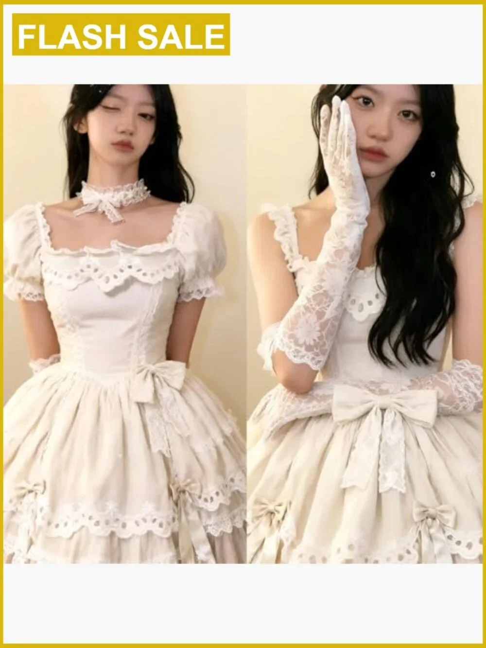 Vintage Lace Choker Necklace Set with Long Lace Gloves for Wedding